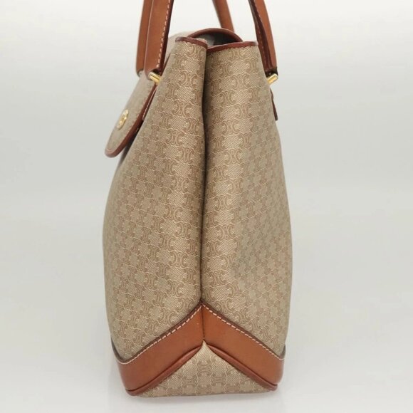 CELINE Macadam Canvas Hand Bag PVC Beige Gold - Picture 3 of 16